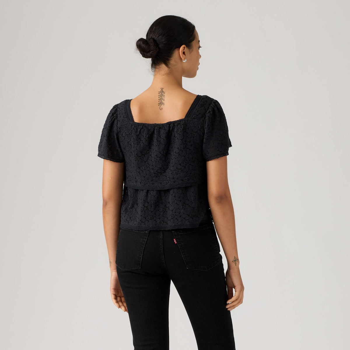Levi's® Women's Dom Short-Sleeve Lace Blouse - Black
