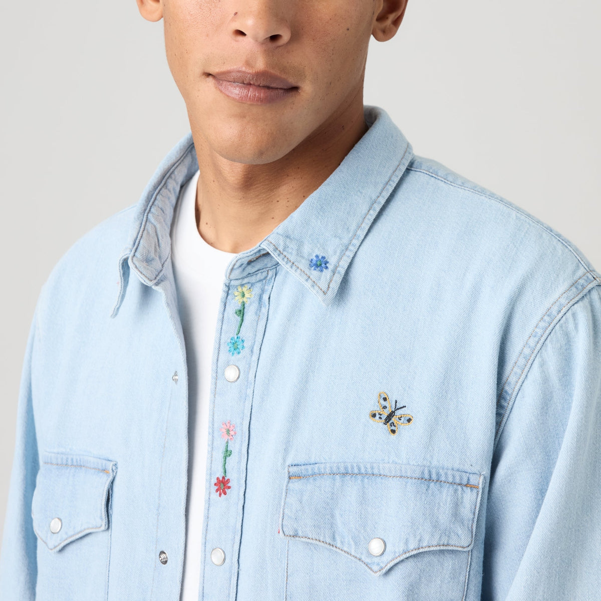 LEVI'S® MEN'S RELAXED FIT WESTERN SHIRT - MED INDIGO - FLAT FINISH