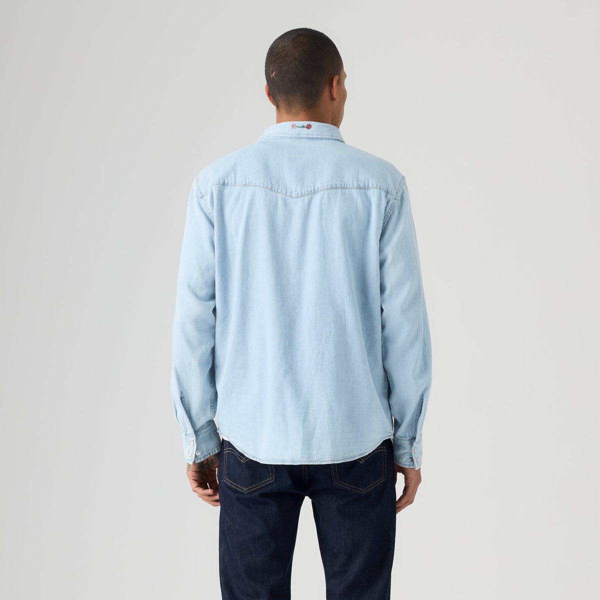 LEVI'S® MEN'S RELAXED FIT WESTERN SHIRT - MED INDIGO - FLAT FINISH
