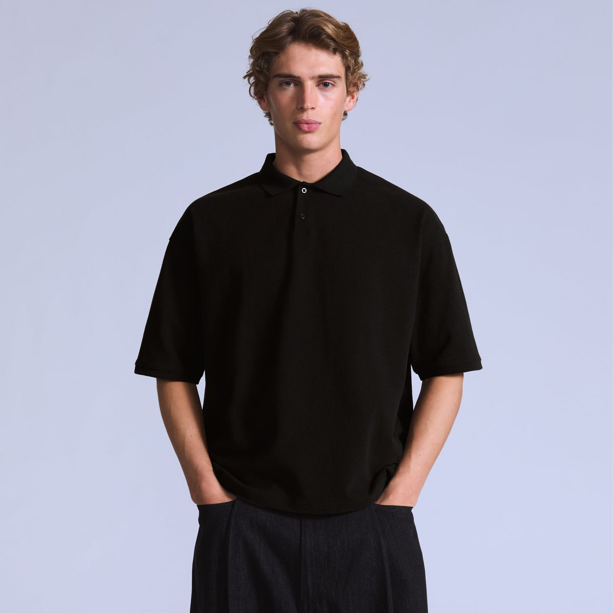 LEVI'S® BLUE TAB™ MEN'S CROPPED POLO - BLACK